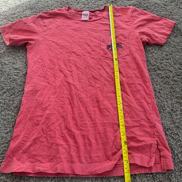 PINK Victoria's Secret T-Shirt Red Tee Pocket Tee Logo Cotton Oversized XS - Picture 6 of 7